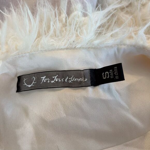 For Love And Lemons Women's Small Alpine Faux Fur Fuzzy‎ Teddy Vest Lilac White - Picture 2 of 11